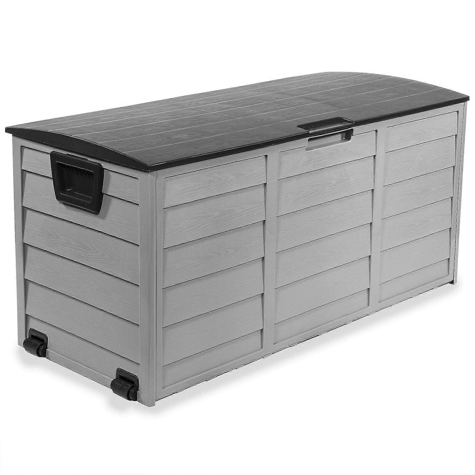 Outdoor Storage Deck Box with Wheels, Weatherproof UV Resistant Bench for Patio or Poolside