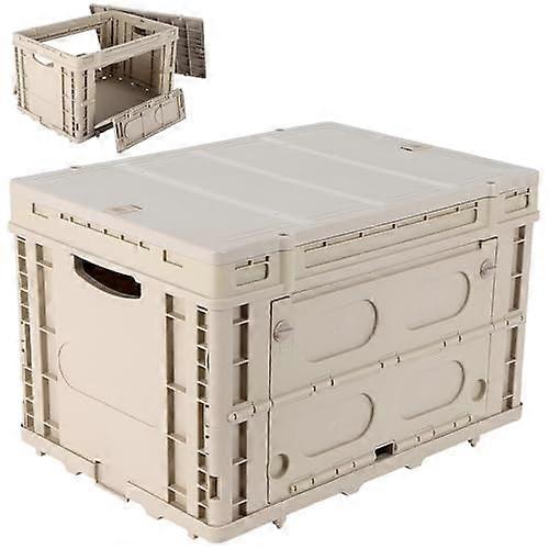 64L Collapsible Storage Bin with Lid, Heavy Duty Stackable Foldable Camping Storage Box