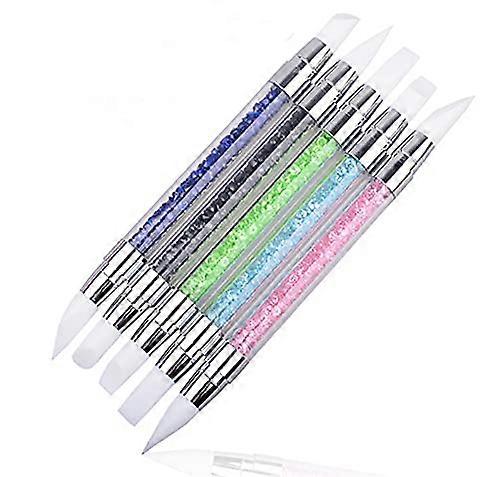 5Pack Dual Tipped Silicone Nail Art Brushes Carving Pen Set for Precise Pattern Sculpting