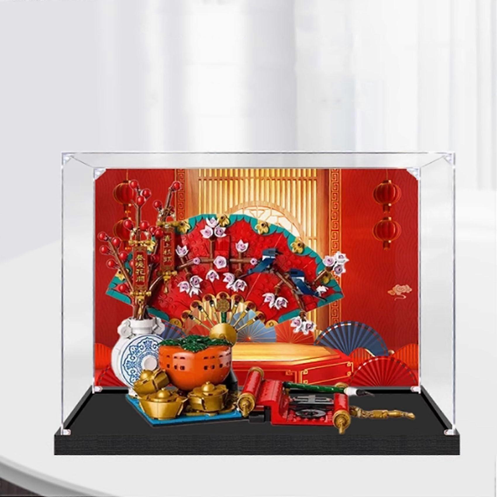 Acrylic Dustproof Clear Display Case with Solid Base for  80117 Five Blessings Models