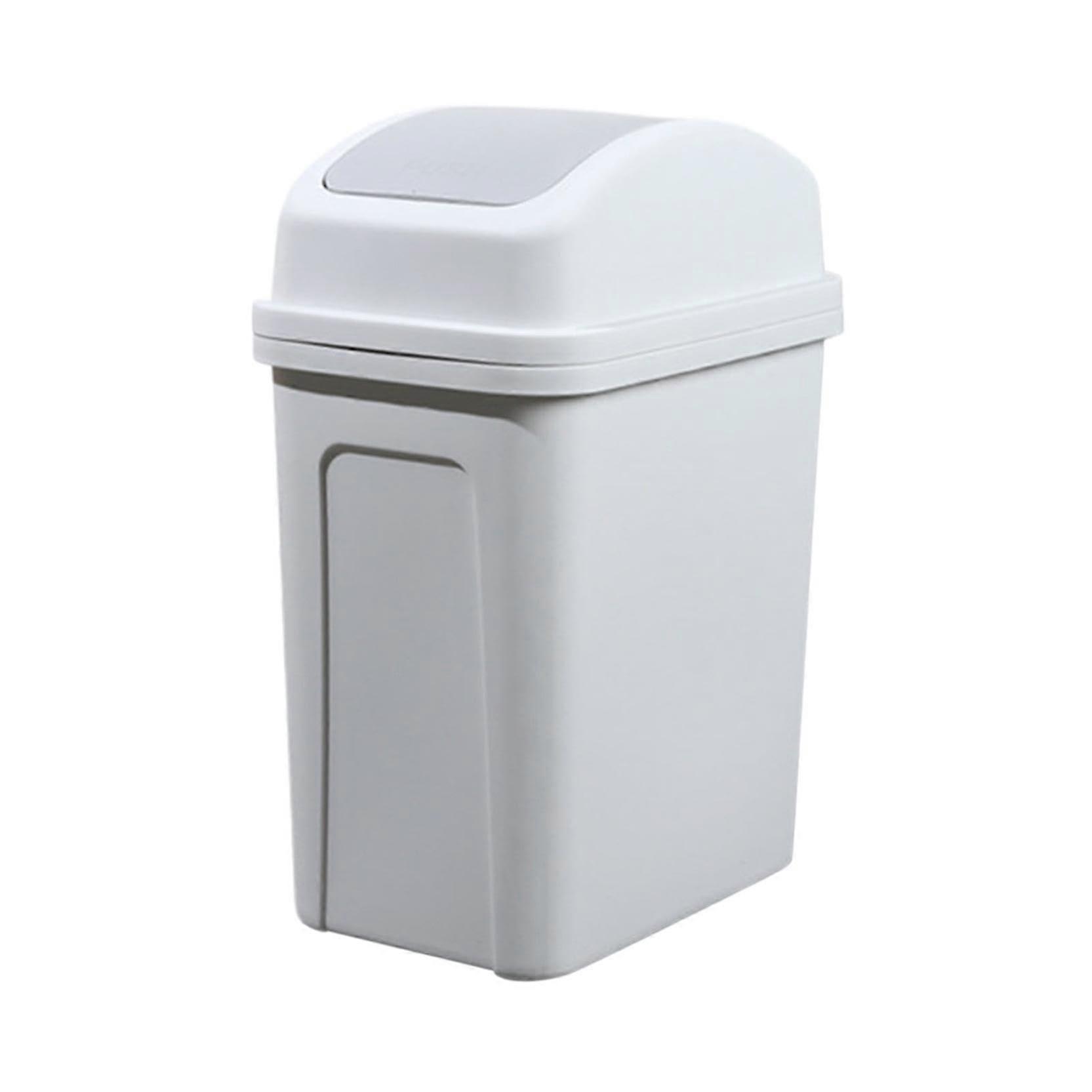 Light Gray Swing  Kitchen Trash Can, Plastic Garbage Bin with Lid for Home and Office