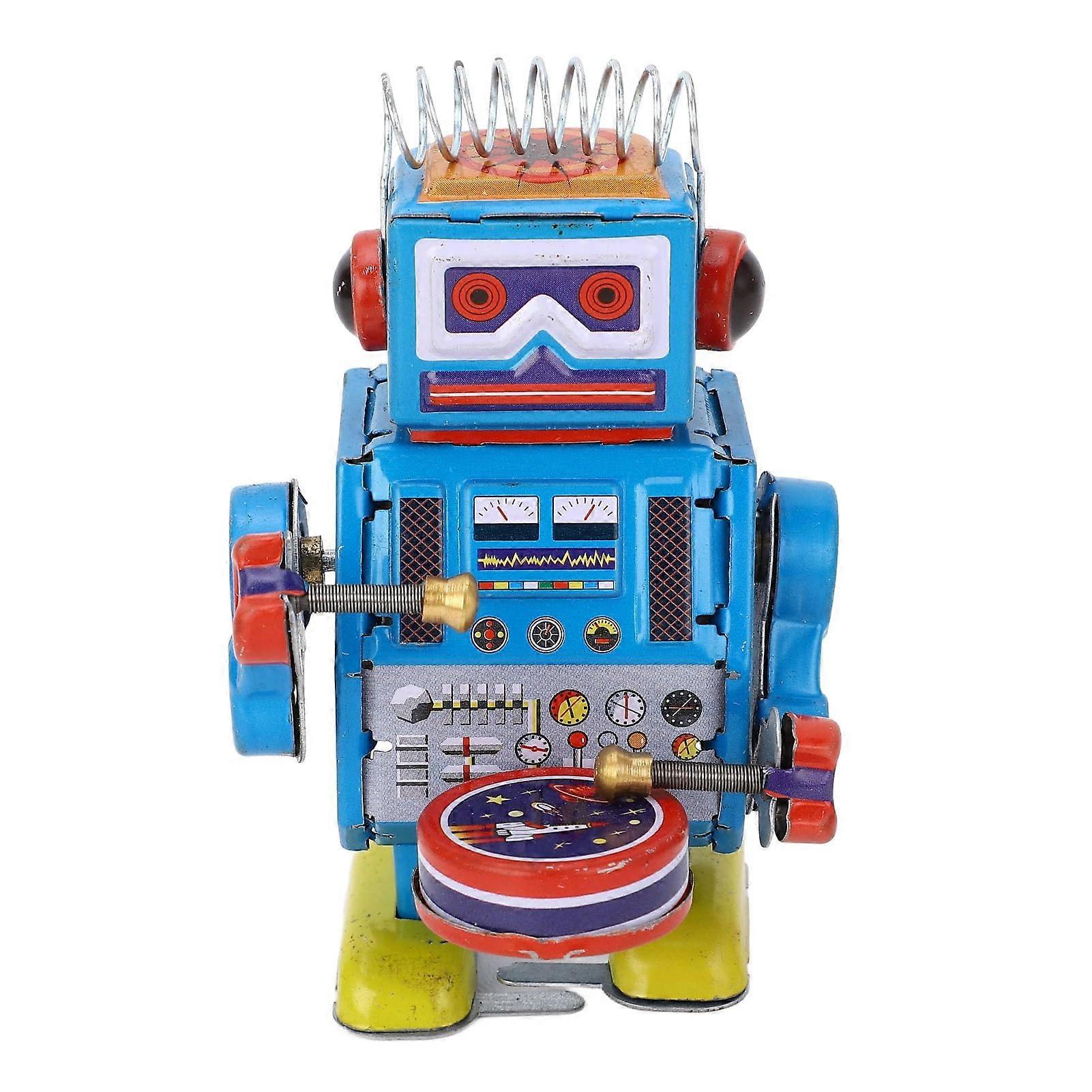 Retro Robot Toy with Handcrafted Design and Interactive Arm Motion, Collectible Tin Clockwork