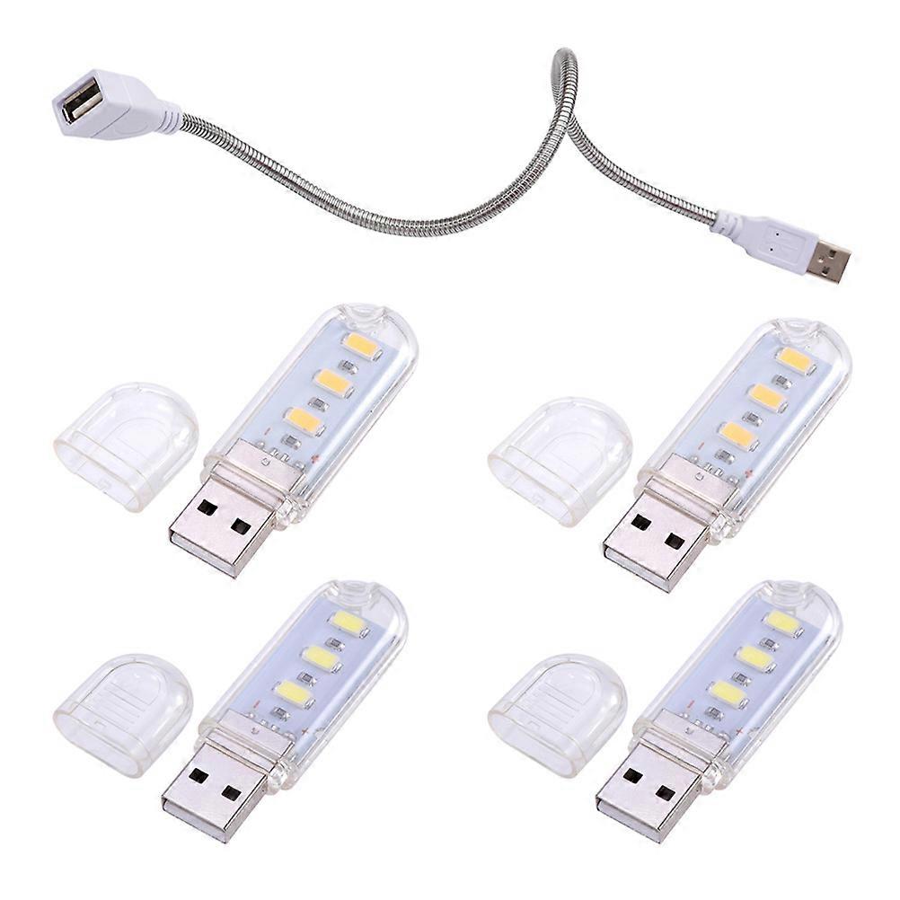 USB Night Light Portable LED Keyboard Lamp with Extension Cord 5Pcs Set