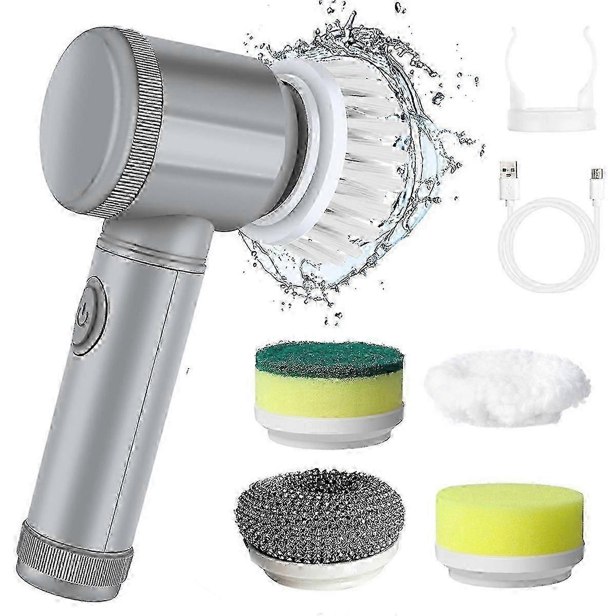 5pcs Handheld Cordless Electric Cleaning Brush for Kitchen Cleaning Tool Multi-Function Automatic C