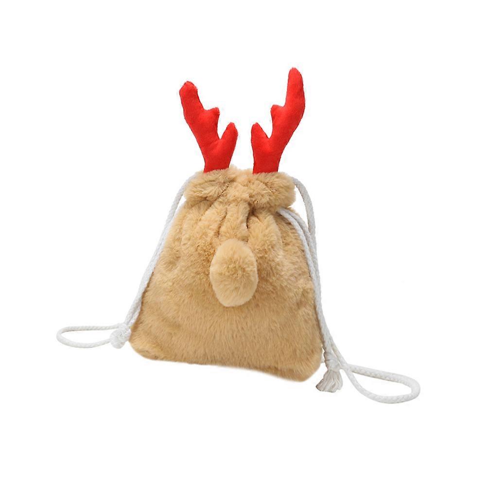 Khaki Shoulder Bag Drawstring Bucket Bag Storage Pouch for Everyday Use 1Pcs