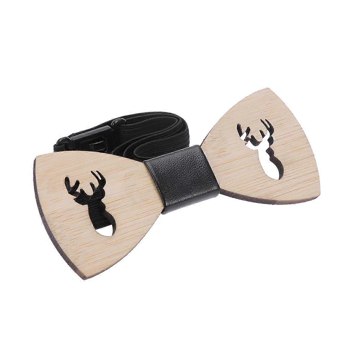 Men Bow Tie for Wedding Hollow Bamboo Bowtie with Adjustable Strap