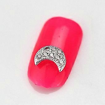 10PCS Moon Zircon 3D Alloy Nail Art Decorations Set for Manicure Pedicure Toe and Finger Nails