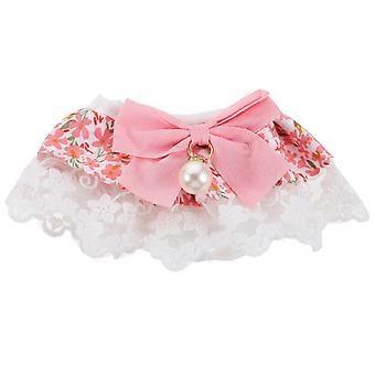 Adjustable Dog Collar Lace Collar for Pet Use 4Pcs Pink Polyester Design
