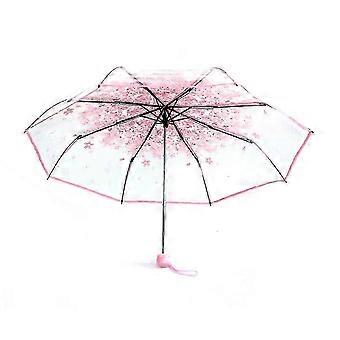 Transparent Dome Bubble Umbrella Cherry Blossoms Clear Romantic Umbrella for Sunny Days