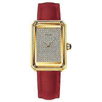MOKAGO Luxury Women's Watch - Gold Square Case, Diamond Dial, Red Leather Strap - Timeless Fashion Statement