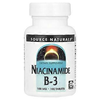 Source Naturals, Niacinamida B-3, 100 mg, 100 comprimidos, embalagem com 4 unidades