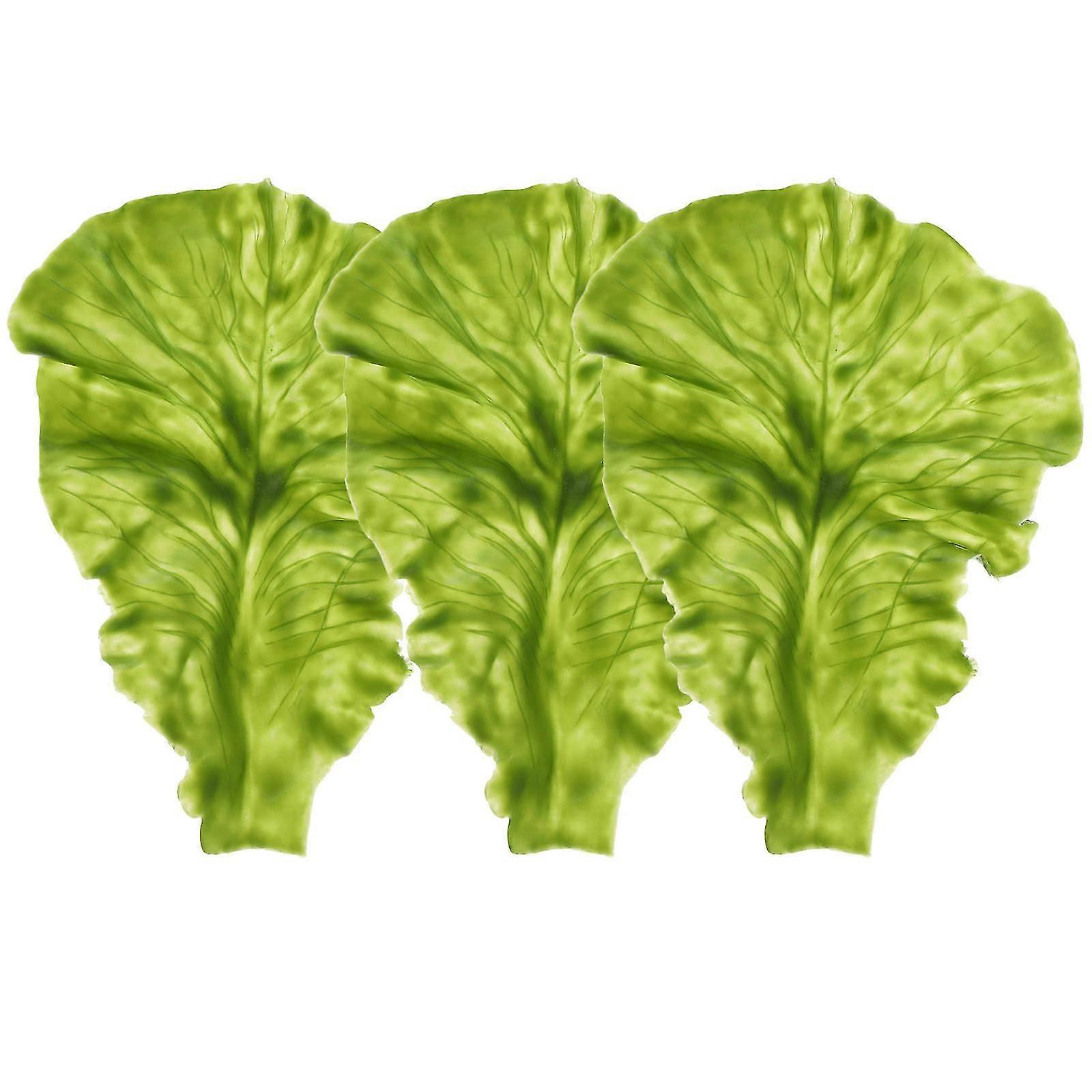 Simulation Lettuce Leaf Models for Decor 3Pcs Lifelike Vegetable Leaf Adornment