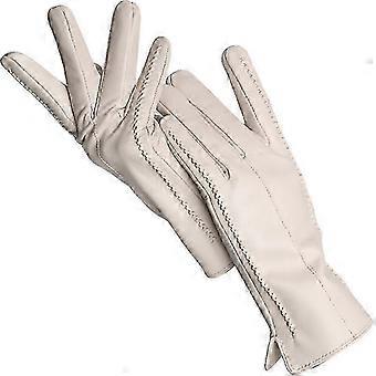 Women's Winter Sheepskin Leather Gloves, Touch Screen (Except Cool White), Thin Warm for Adult