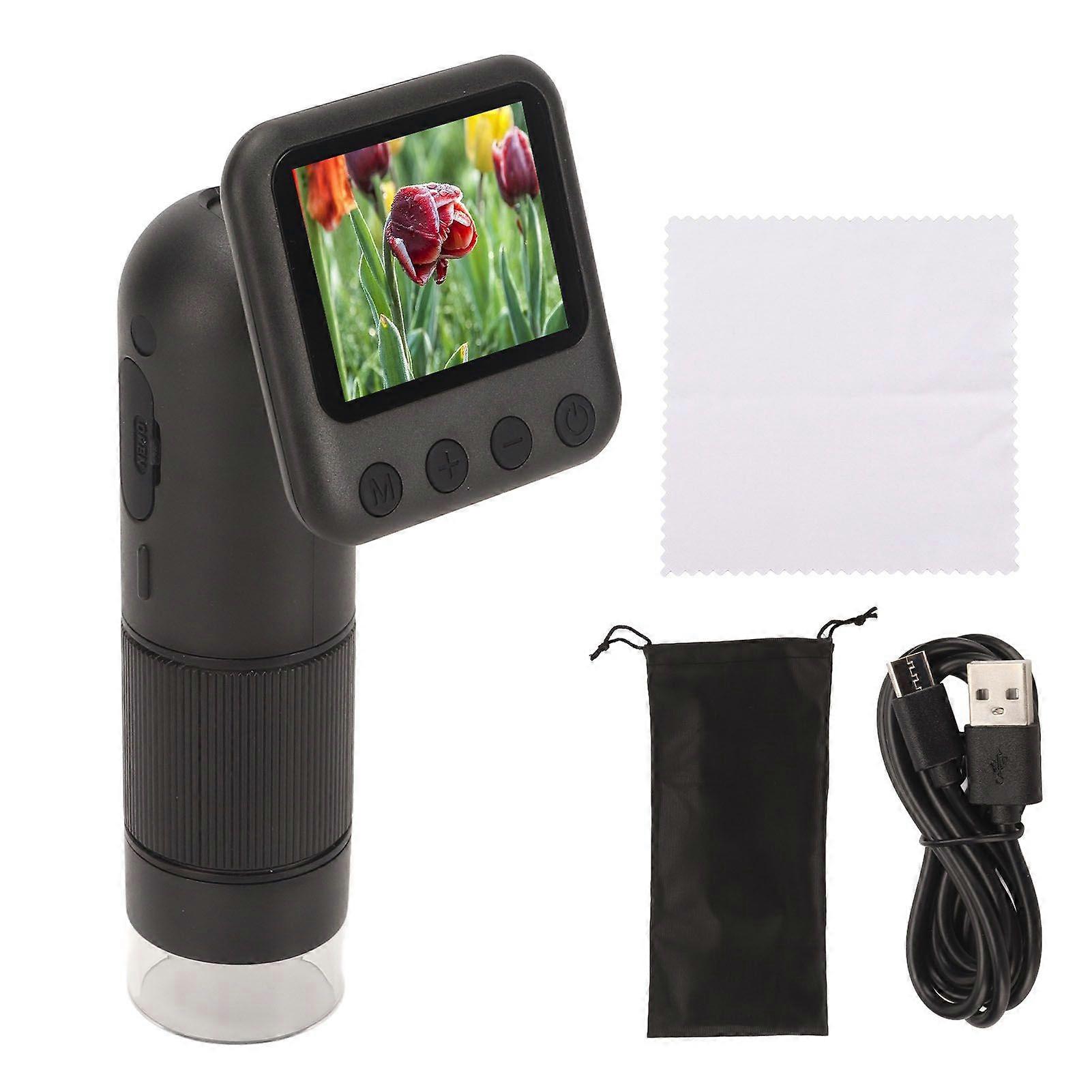 Handheld Digital Microscope 800X 2in HD LCD Screen Rechargeable Portable Pocket Microscope Camera with Adjustable Light