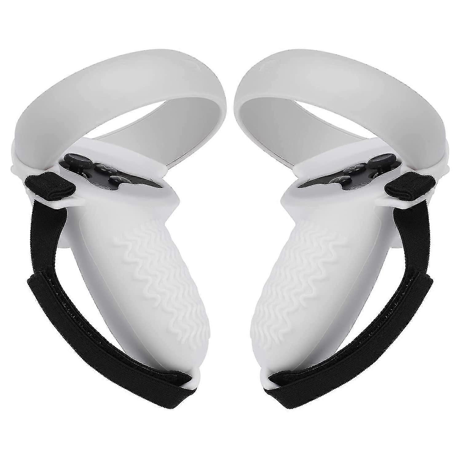 Case Silicone Compatible With Oculus Quest 2 Controller, Accessories Non-slip, With Adjustable Hand Strap(white)