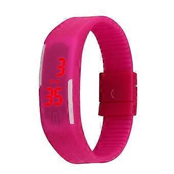 LED Touch Screen Silicone Band Watch Bracelet Wrist Watches compatible with Students Kids (Rosy)