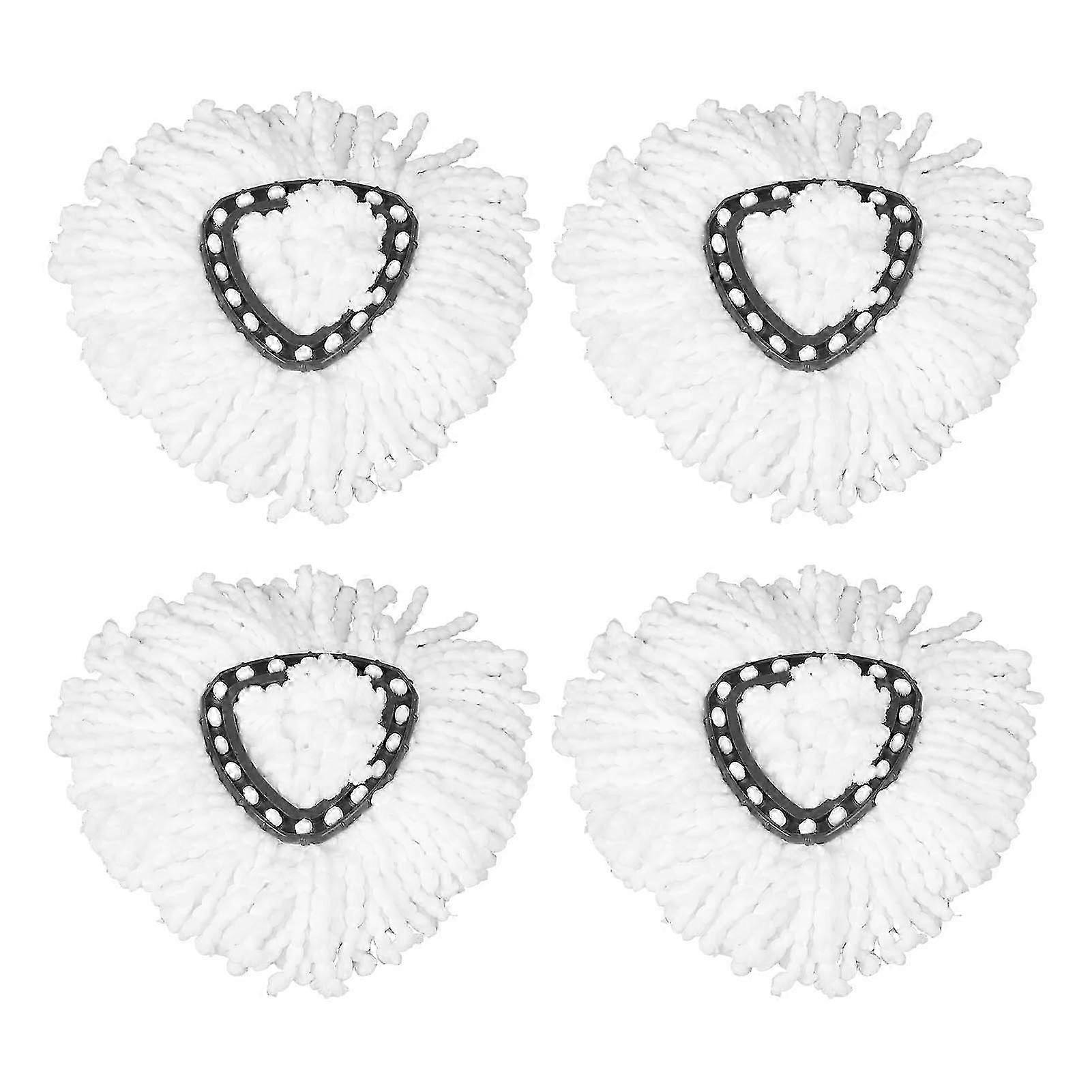 4 Pack Spin Mop Replacement Head Triangular Professional Reusable Microfiber Mop Replace Head compatible with Floor Clean White 4pcs