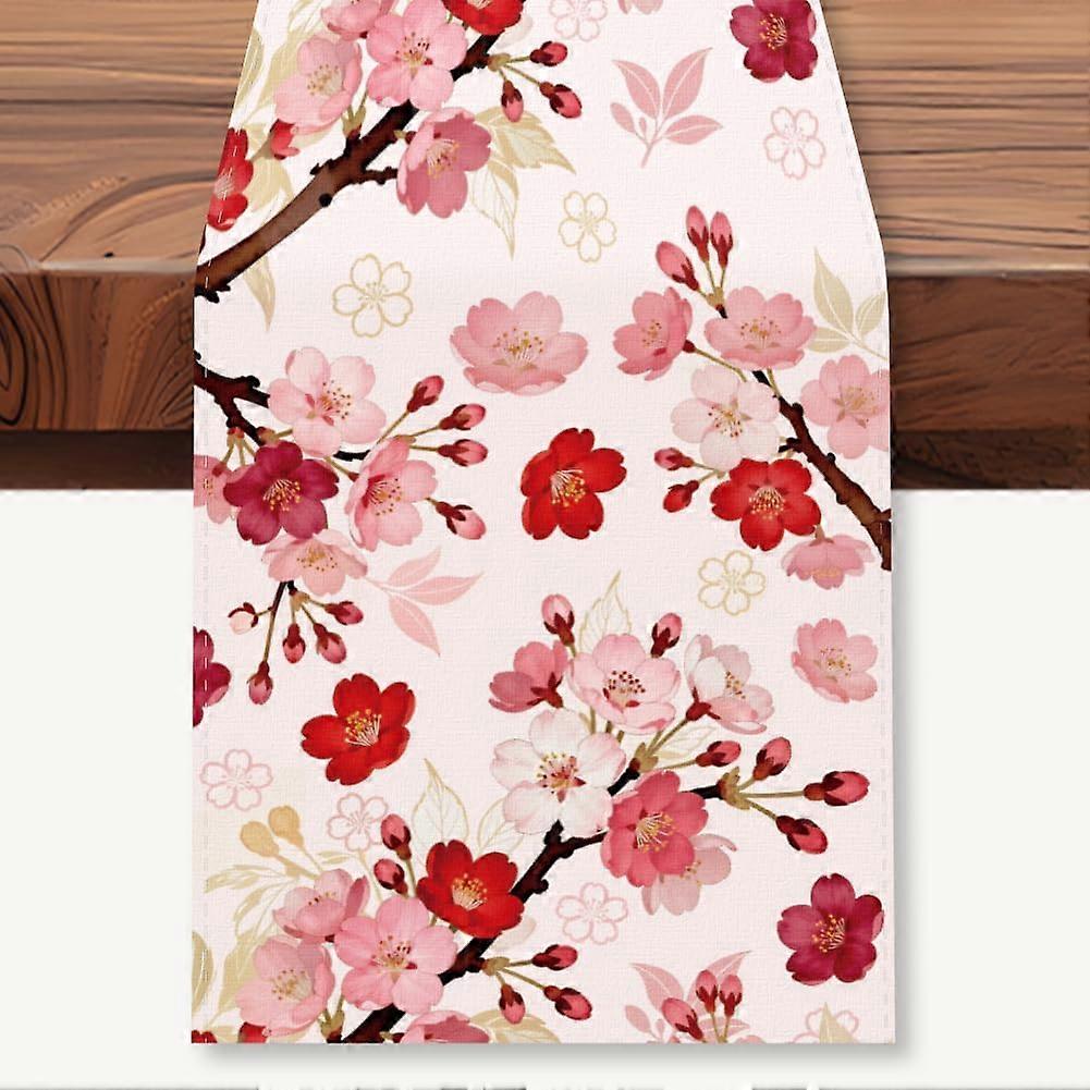 Cherry Blossom Table Runner, Decorative Oriental Style Table Runner wi