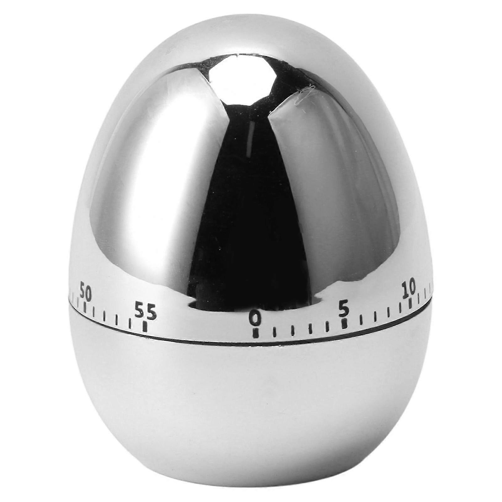60 Minute Mechanical Egg Timer Kitchen Alarm Clock Manual Timer Silver-cr
