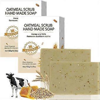 2Pcs Oatmeal Soap, Deep Cleansing Honey and Milk Oatmeal Soap Bar, Body Care, Face Soap Bar for Gentle Exfoliation