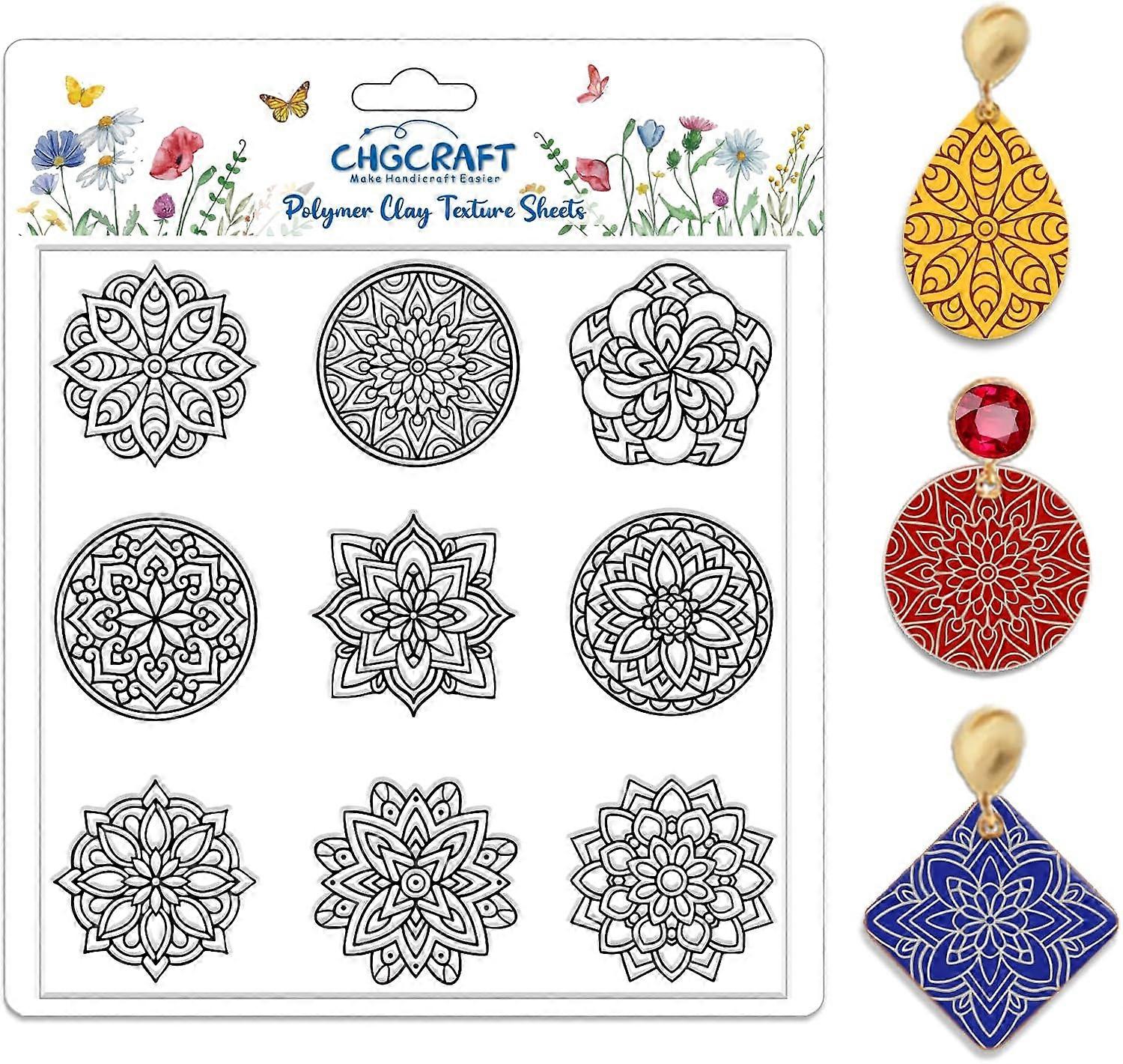 Round Pattern Polymer Clay Texture Sheets Mandala Pattern Texture Stamp Single Image Modeling Pattern Pad for Jewelry