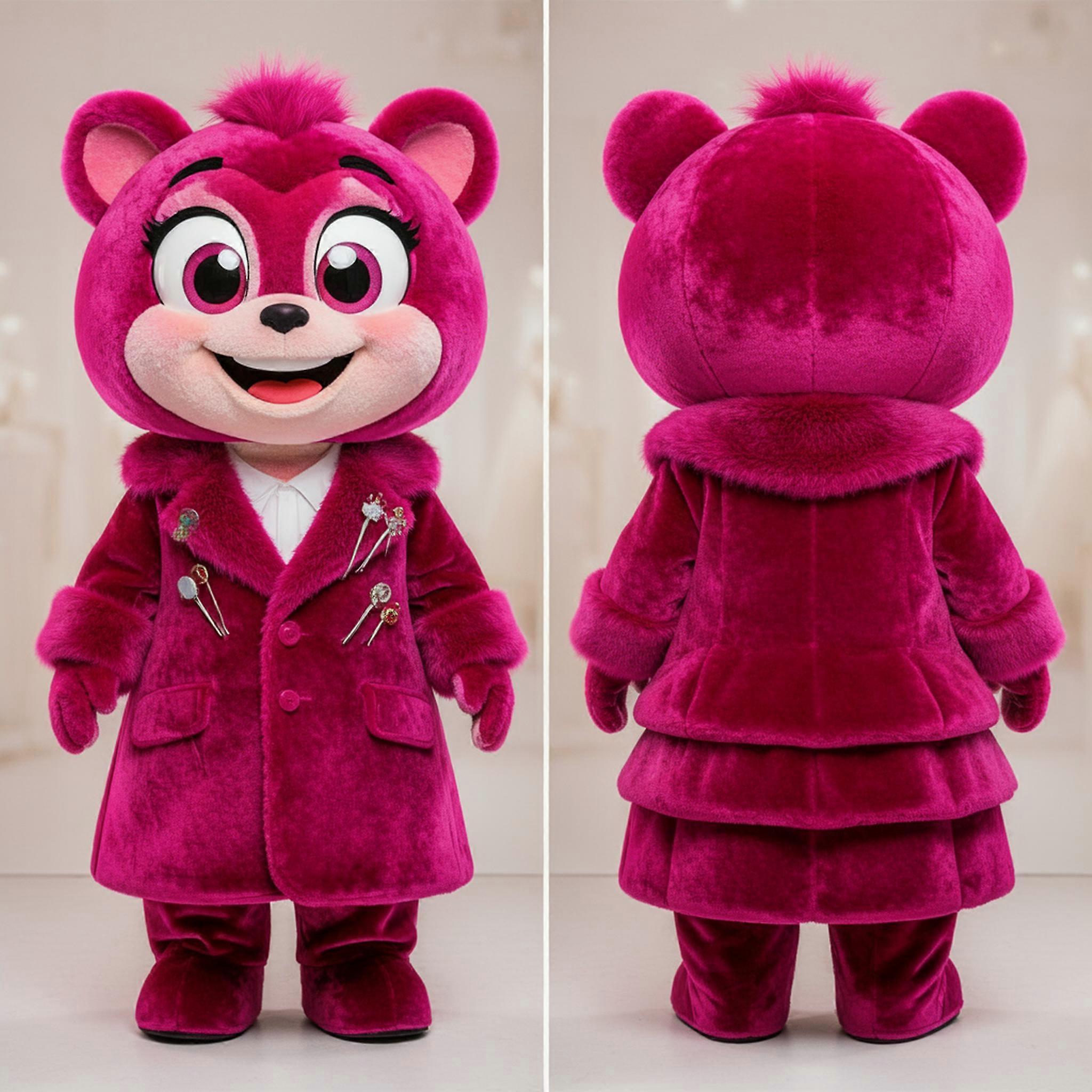 MASTICOT Magenta Velvety Cartoon Raspberry Mascot