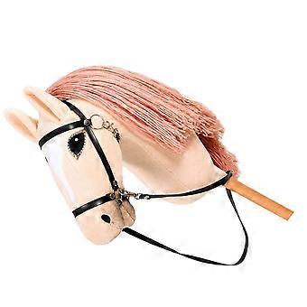 Pretend Play Horse Prop on Wooden Stick, Plush Horse Head with Embroidered Features for Photo Booth Fun, Party Use, Stage Use and Interactive Play