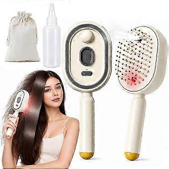Electric Spray Air Cushion Massage Comb,Self-Cleaning Anti-Tangle Electric Steam Brush Straightener for Hair,Mist Spray Hair Brush for All Hair