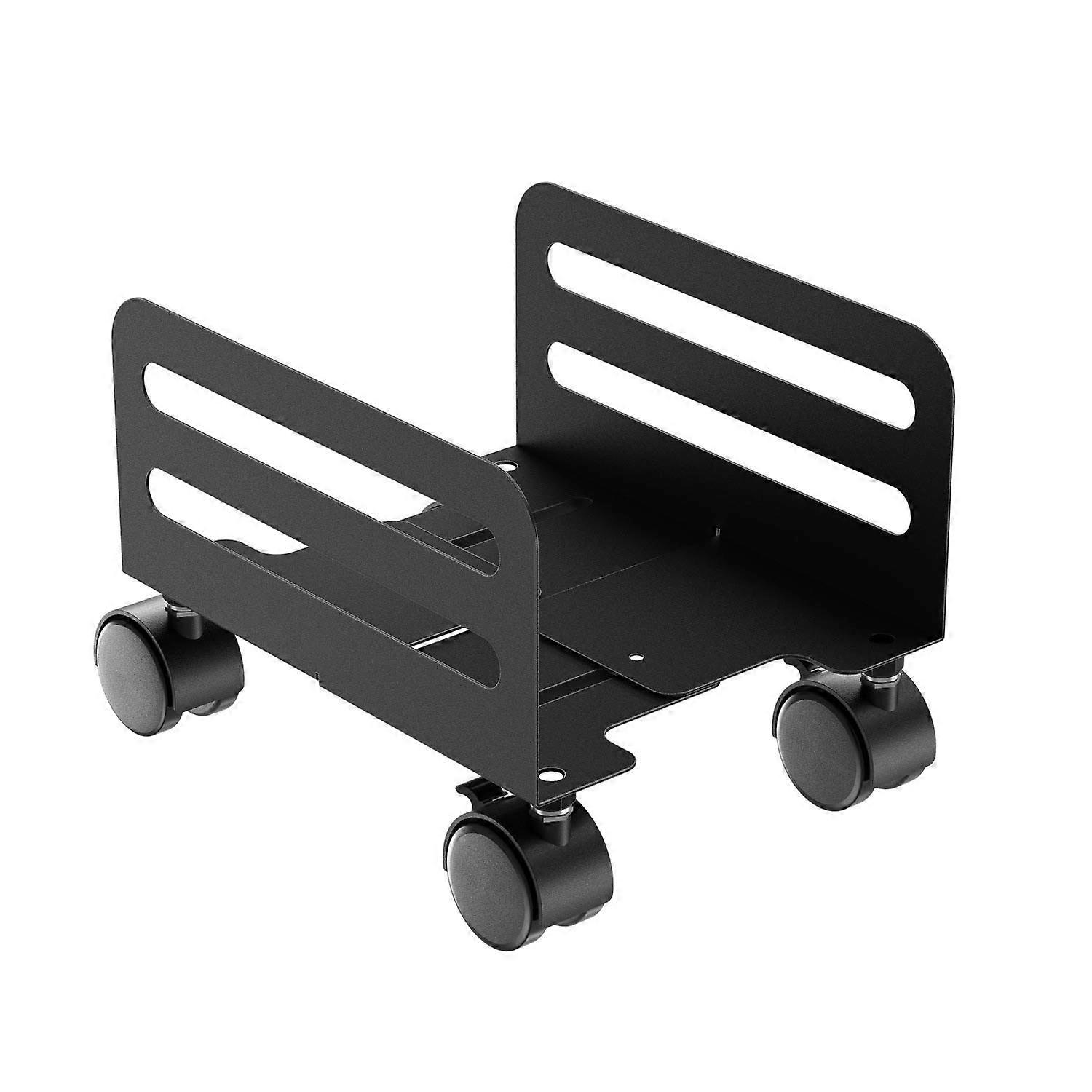 Adjustable CPU Stand with Wheels, Rolling Computer Tower Holder Under Desk, Black Steel Frame