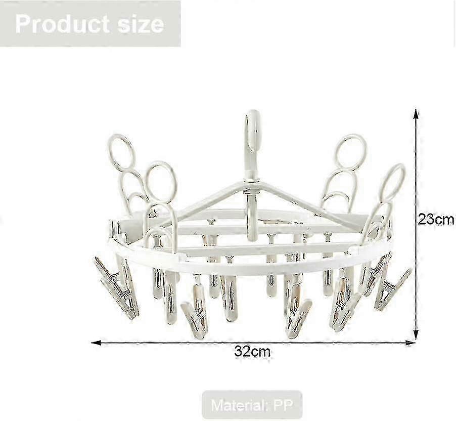 24-Peg Foldable Sock Dryer Rotating