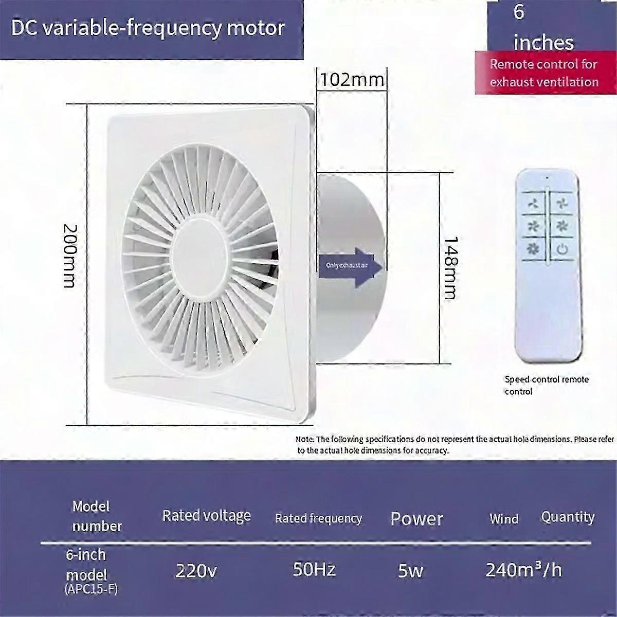 6-Inch Variable Speed Bathroom Exhaust Fan with Remote Control