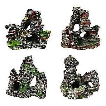 Fish Tank Decor 4pcs Simulation Resin Mountain Cave Aquarium Decoration