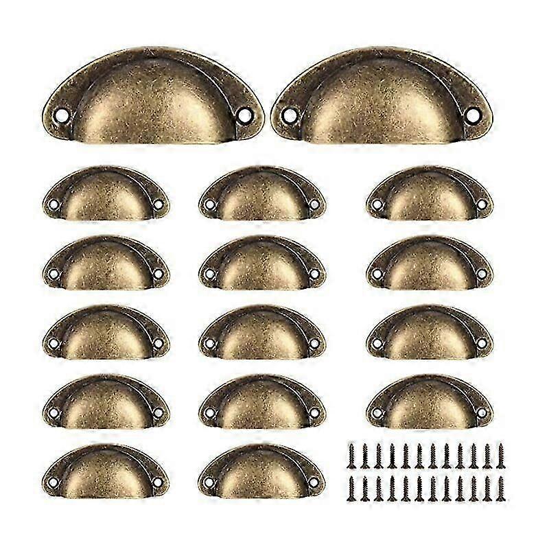 16 Seashell Cup Pulls, Vintage Drawer Pulls, Vintage Half Round Kitchen Cupboard Door Pulls and Knobs, Cupboard Door Pulls. (Bronze),x