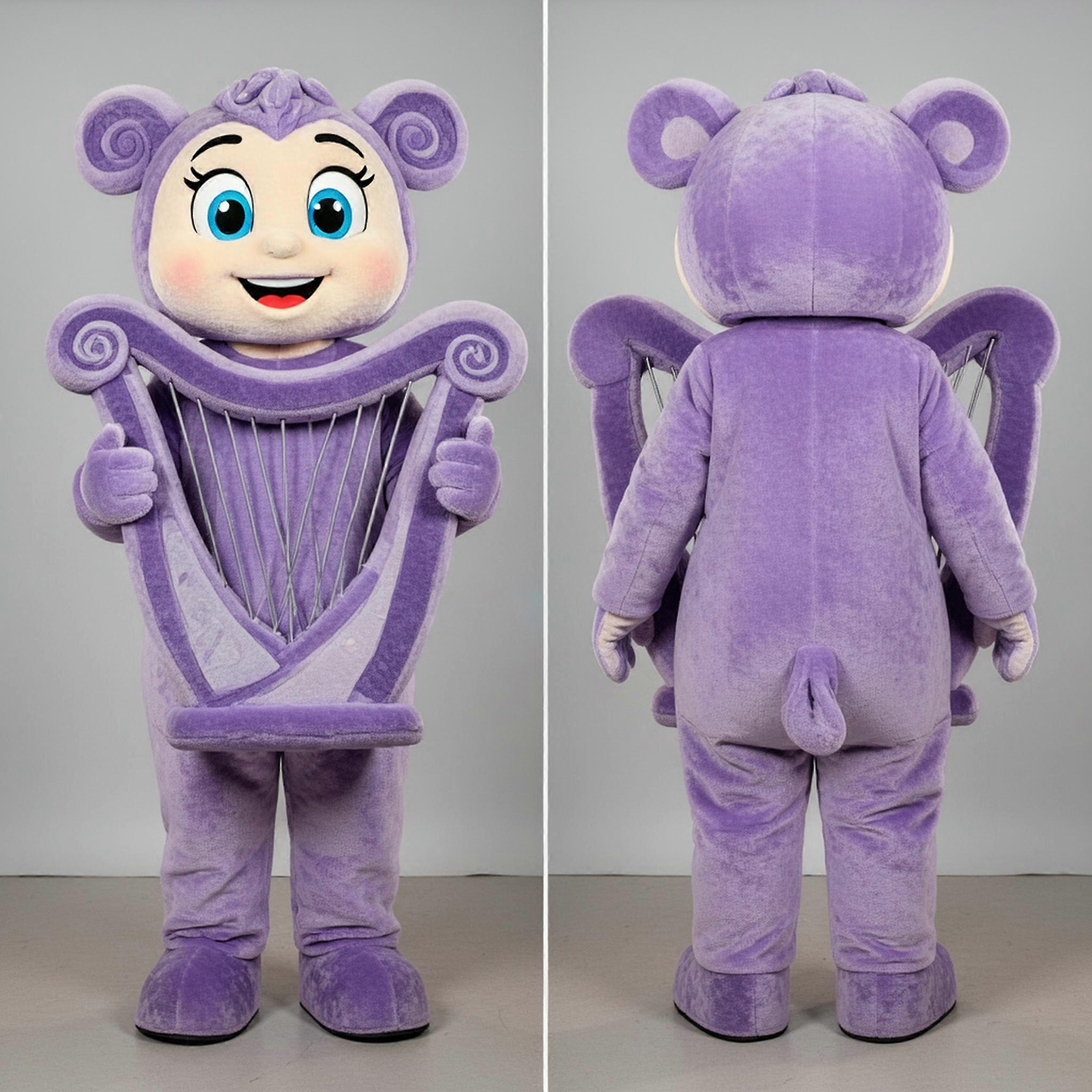 MASTICOT Lavender Plush Celtic Harp Mascot