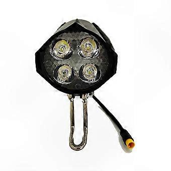 Verbeterde zichtbaarheid LED-koplamp voor e-bike met ingebouwde claxon, 3-pins aansluiting, compatibel met 36V/48V elektrische fietsen, 4 LED-lampjes