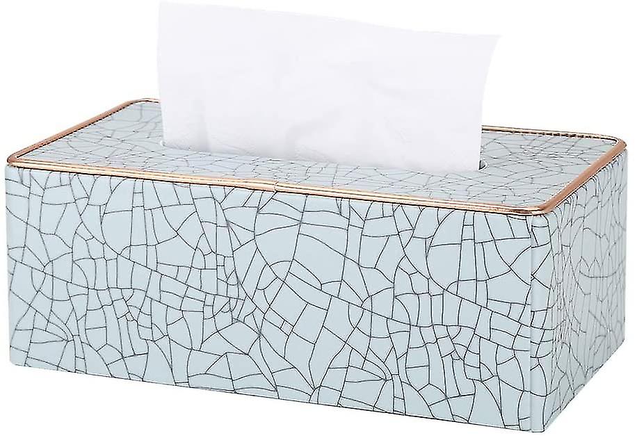 Rectangular Leather Tissue Box (beige - Ice Cracks Pattern)