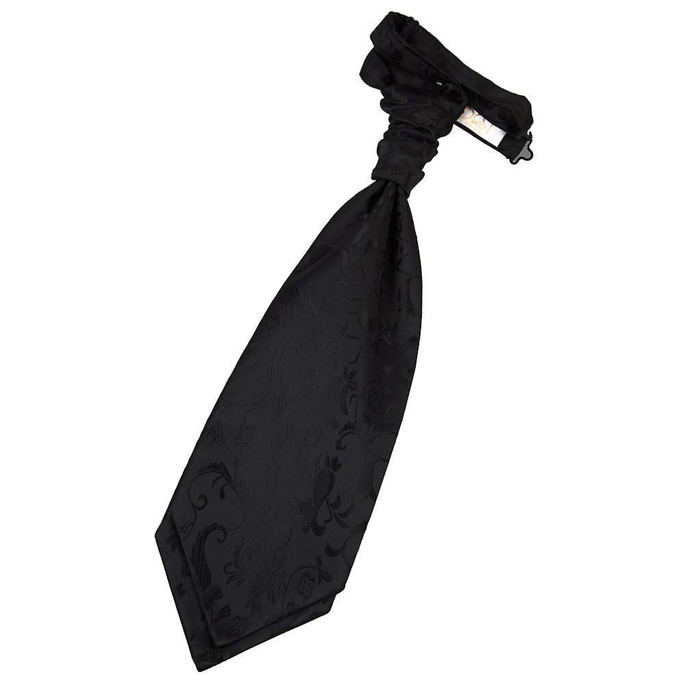 Black Floral Pre-Tied Wedding Cravat