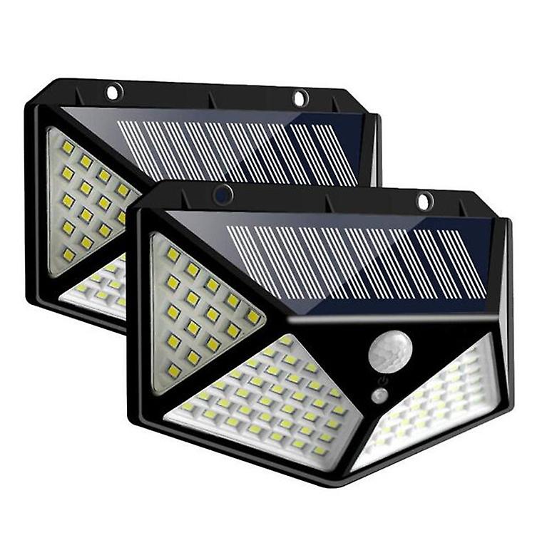 2 PCS 100 LEDs Outdoor Patio Solar Induction Wall Light