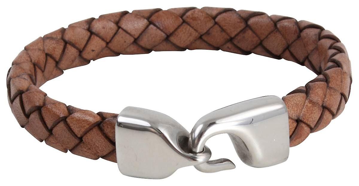 David Van Hagen Hook Clasp Woven Bracelet - Brown/Silver