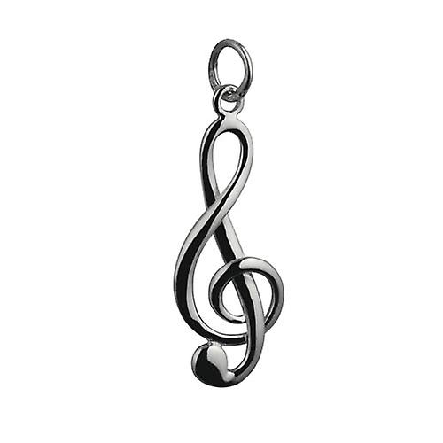 Silver 27x12mm wire G Clef Pendant or Charm