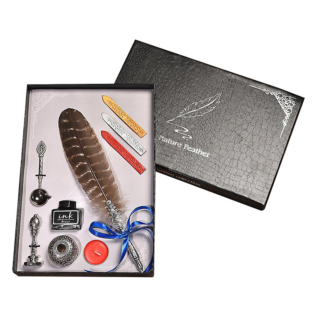 Retro Gothic Style Quill Pen Set With 5 Pen Tips/3 Wax Seal Stick/Seal Stamps