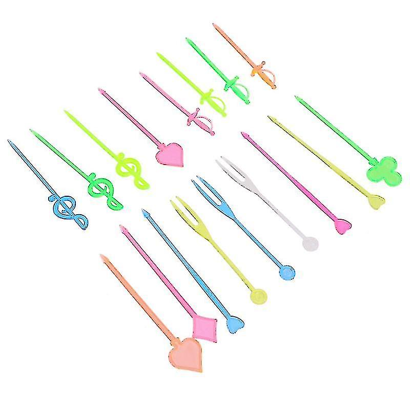 100pcs Disposable Fruit Insert Plastic Fruit Picks Creative Fruit  Mini Forks Party Favors(random Pattern)