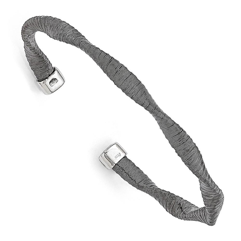 5mm 925 Sterling Silver Black Rhodium Plated Textured Twisted Bracelet Link-Bracelet for Women