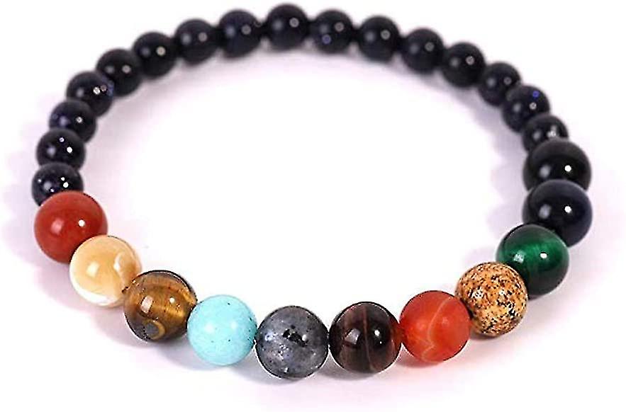Natural Stone Bracelet, Creative Solar System With 8 Planet Themed Bead Strings, Adjustable