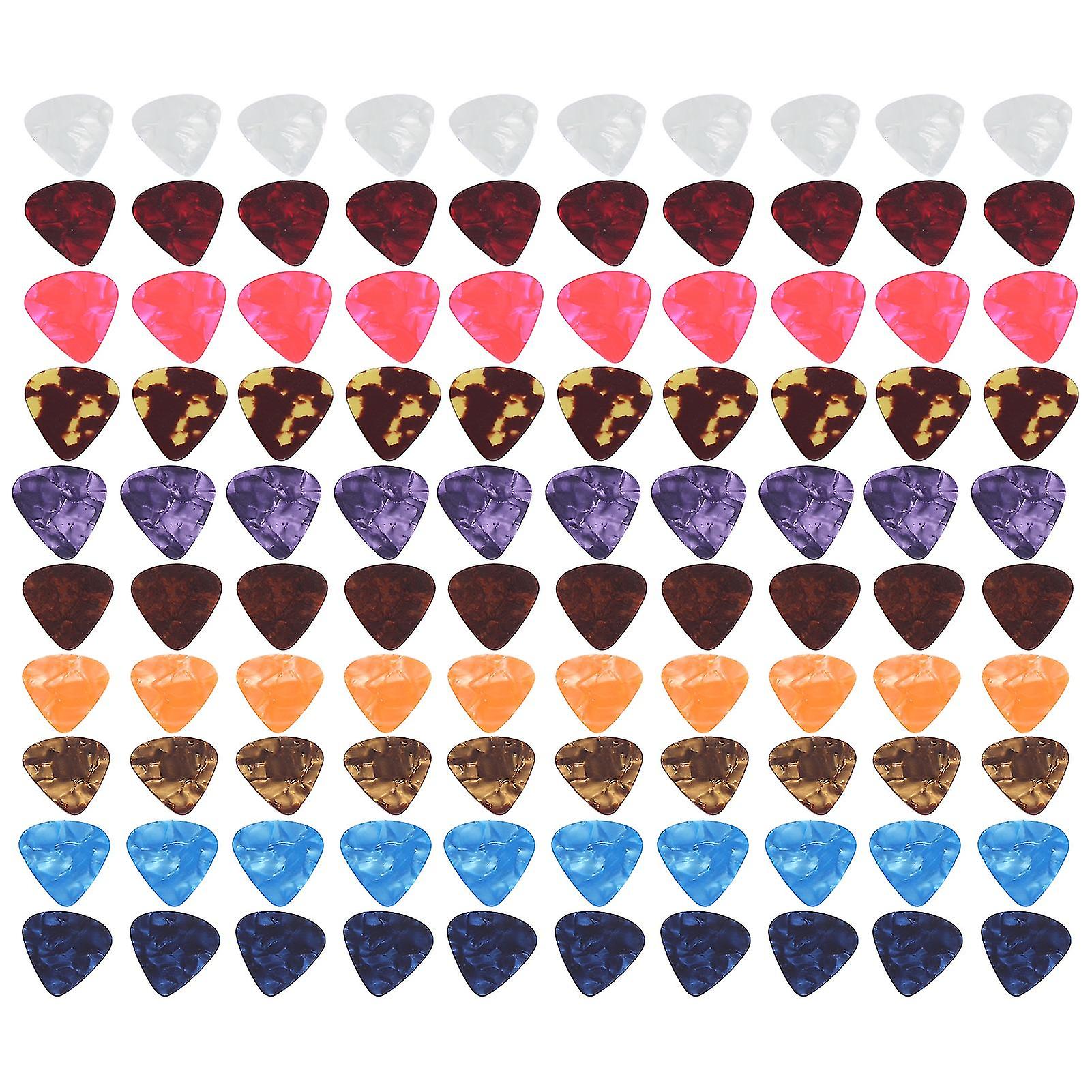100 Pcs Colorful Celluloid Guitar Picks Finger Protector String Instrument Supplies (0.71mm)
