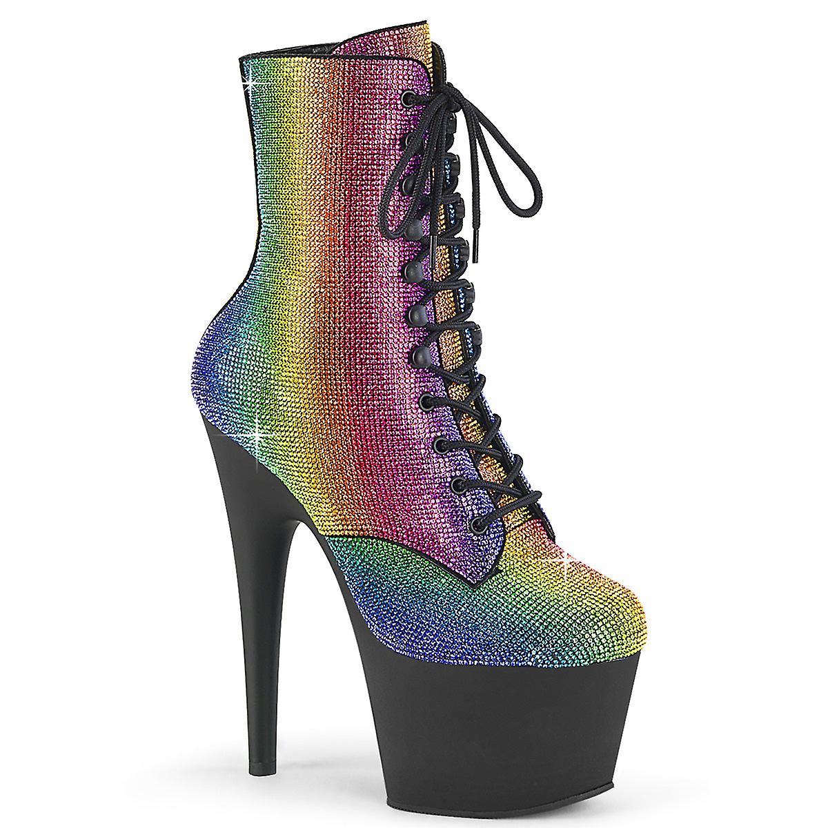 Botas de Tornozelo Pleaser Adore-1020rs Rainbow Rs/blk Matte