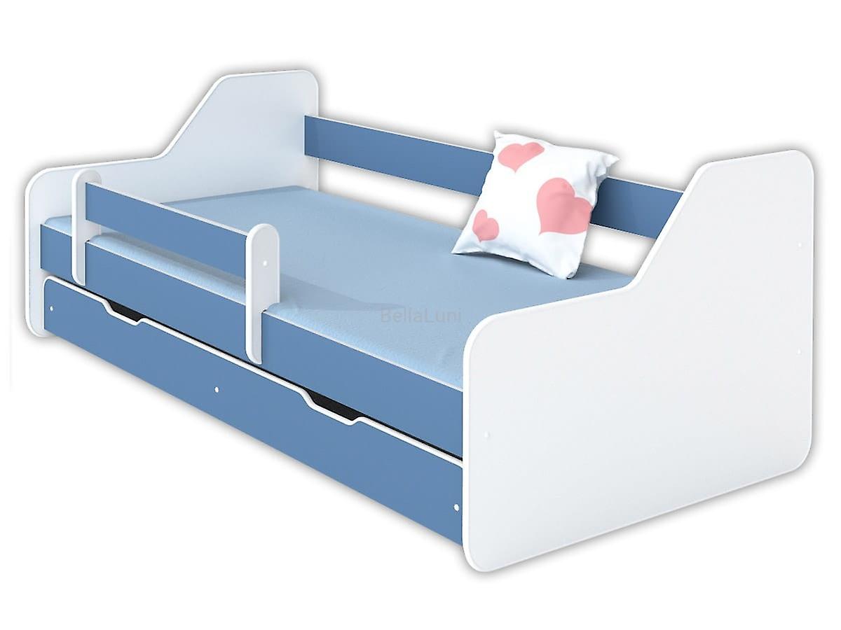 Kinderbed 180x80cm wit / blauw met lattenbodem