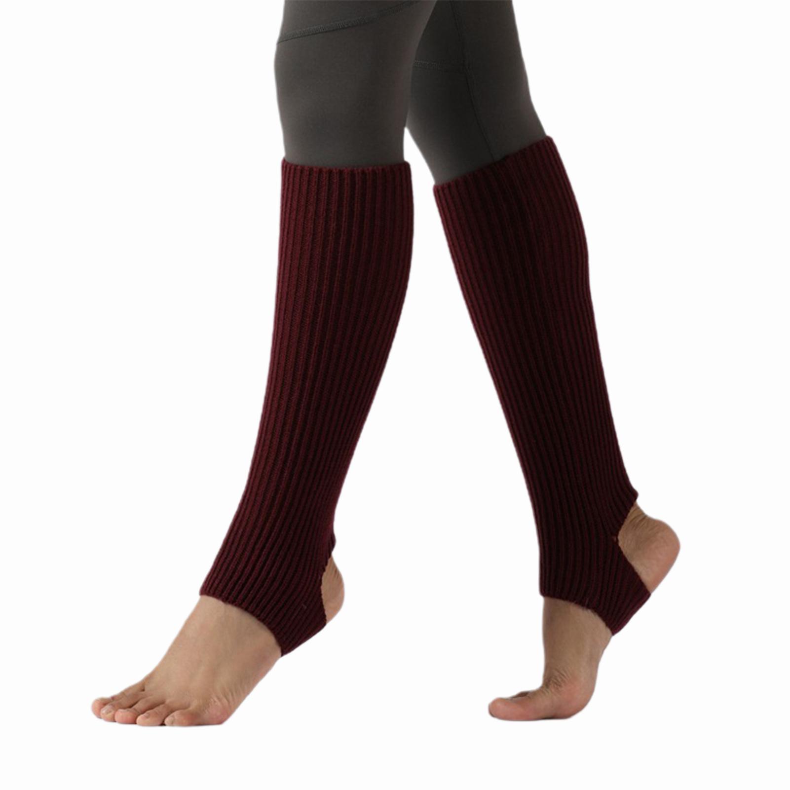 Women Girl Knitted Warm Knee High Stirrup Yoga Sport Dance Leg Warmers Socks