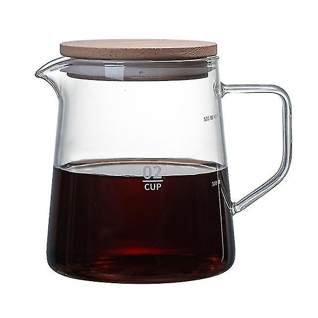 コーヒーサーバーティーポット500mlガラスピッチャー蓋付き耐熱ガラスピッチャー家庭用ティーポットガラスコーヒーコーヒーポット