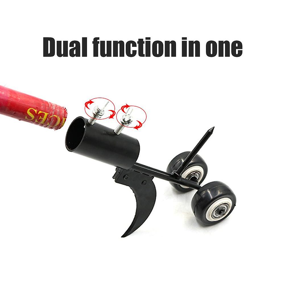 2-in-1 Lightweight Rolling Weeder Tool 20.3cm Black Alloy